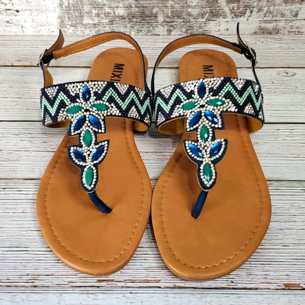5/$30 🎀 Mixit | Boho Glam Rhinestone Summer Sandals - Picture 2 of 8